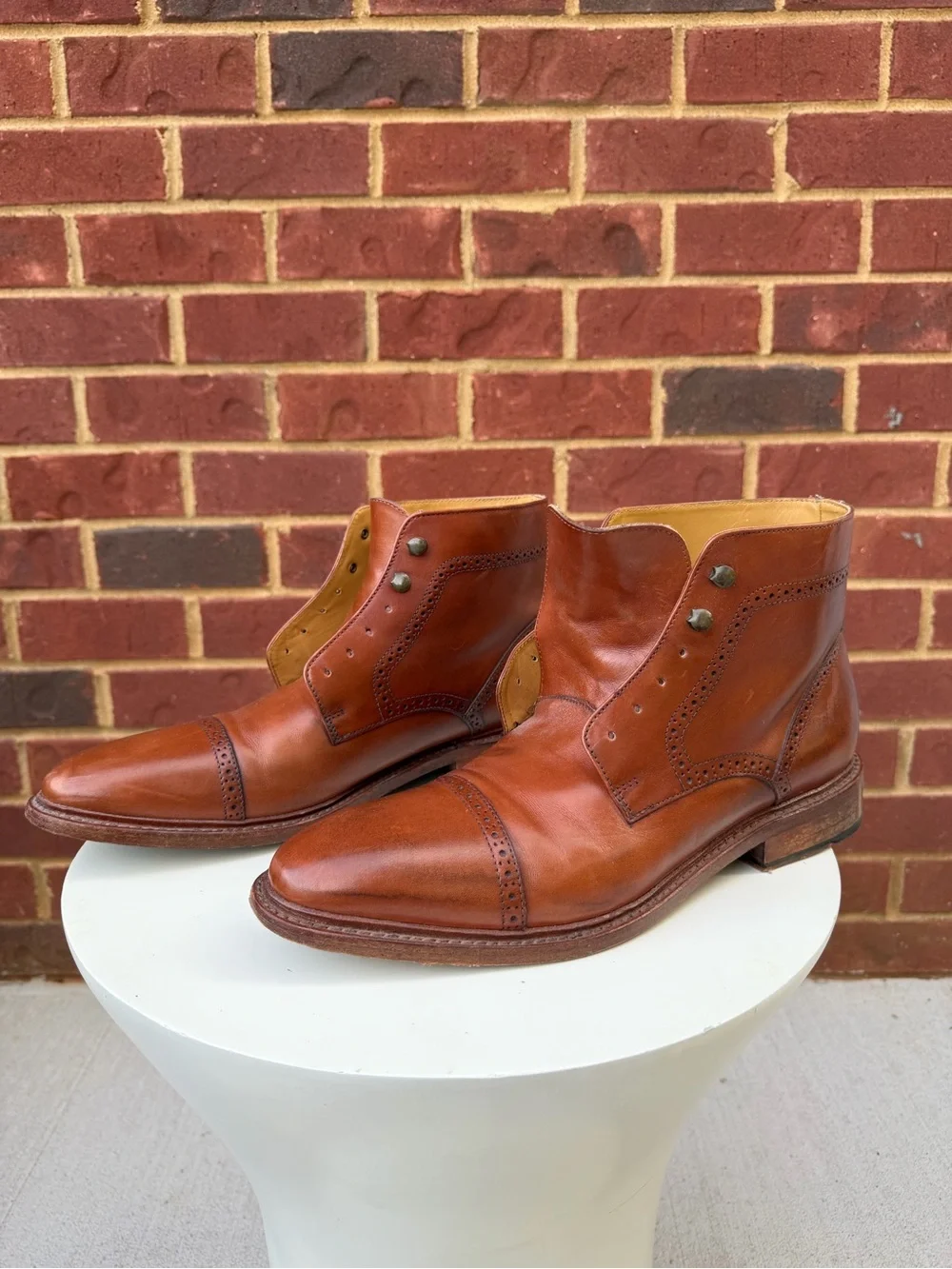 Johnston & Murphy | Shoes | Johnston Murphy Mens Brown Leather Captoe Dress Boots With Brogue Detailing